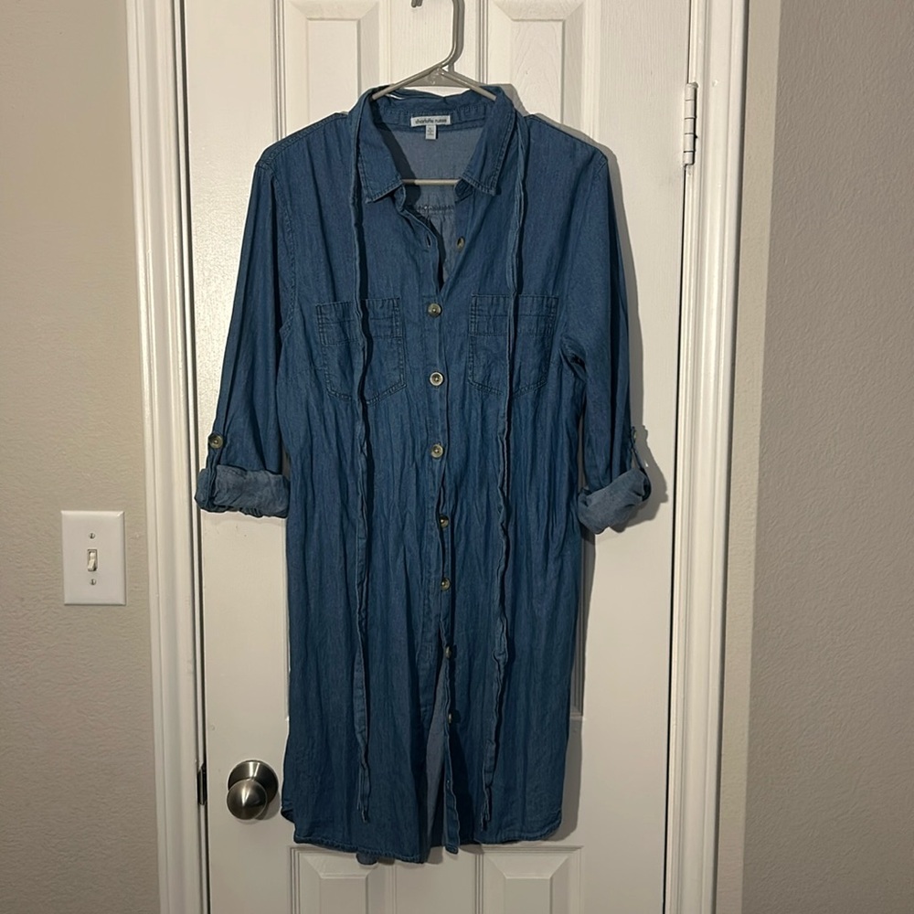 Charlotte Russe Button Down Dress - Medium Blue Wash